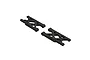 Two black ARRMA rear suspension arms for an RC car, shown from an isometric angle against a white background.