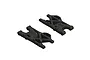 Two black ARRMA rear suspension arms for RC vehicles, shown from an isometric angle on a white background.