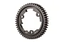 A black hardened steel 50T 1.0 module spur gear for Traxxas RC vehicles, shown against a white background.