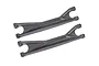 Two black Traxxas WideMaxx upper suspension arms for RC vehicles, shown from an angled top-down perspective on a white background.