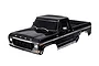 A black Traxxas 1/10 scale 1979 Ford F-150 RC truck body shell, pre-painted with detailed grille, headlights, and trim.