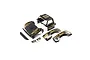 Losi 1/10 Heat Wave F100 body shell set in black and gold, featuring multiple pre-painted body panels, decals, and small mounting hardware.