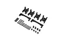 A set of Losi RC spare parts including four black plastic shock mounts, two chassis braces, screws, nuts, and spacers on a white background.