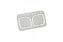 A flat metal sheet containing two reflective side-view mirror inserts for RC cars, with the part number TR4M-032SV etched into the top frame.