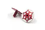 Two red and silver aluminium wing screws for RC cars, featuring a star-shaped design with a central hex socket.