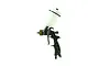 A studio shot of an Iwata 2SPRAY mini gravity feed spray gun with a white plastic paint cup attached, set against a plain white background.