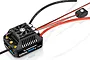 Hobbywing EzRun Max6 G2 200A waterproof brushless ESC with integrated cooling fan, power wires, and external power switch.