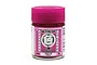 A small glass jar of Mr. Color Magenta primary color pigment paint with a bright pink screw-on cap against a white background.