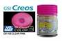 A bottle of Mr. Hobby GX105 Clear Pink paint with a bright pink cap, shown next to a graphic of the paint color and brand logos.