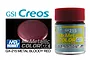 A bottle of Mr. Hobby GX Metallic Bloody Red paint (GX215) next to a color swatch showing the metallic red finish.