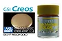 A bottle of Mr. Hobby GX Metallic Rough Gold paint (GX217) next to a gold color swatch and brand logos.