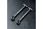 Two MST steel CVD driveshafts for RC cars, featuring a 42/2mm specification engraved on the shafts, displayed on a black textured surface.