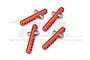 Four orange anodized aluminium RC body posts with silver metal cross-pins arranged on a white background with a faint GPM Racing logo.