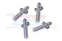 Four silver aluminium RC car body posts from GPM Racing arranged on a white background.