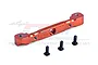 GPM Racing orange anodized 7075 aluminium front upper suspension mount with three included black screws on a white background.