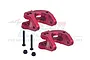 Two red anodized aluminium C-hubs for RC cars, with two black screws and two black lock nuts, set against a white background with a faint GPM logo.