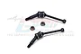 Two black GPM Racing carbon steel CVD driveshafts and two wheel nuts on a white background with a faint GPM logo watermark.