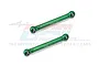 Two green anodized aluminium RC car suspension linkages with ball ends, featuring GPM branding and 7075 markings.