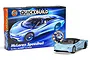 Airfix Quickbuild McLaren Speedtail model kit box and the assembled light blue toy car model on a white background.