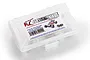 A clear plastic storage box containing an RC Screwz metal shielded bearing kit for the Arrma Talion BLX 1/8th scale RC car.