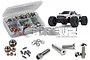 RC Screwz stainless steel screw kit for Arrma Big Rock 6S, featuring a plastic storage box filled with various screws, nuts, and washers.