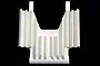 A white RPM dyeable radiator part for the Promoto-MX RC motorcycle, shown against a black background.