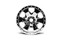 A single HPI Savage Warlock chrome RC monster truck rim viewed from the front against a white background.