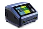 SkyRC D100 Neo Duo AC/DC smart charger showing active charging status on its color display screen.