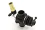 Kyosho slide carburetor for RC nitro engines featuring a black plastic body, silver metal base, and a brass fuel inlet nozzle.