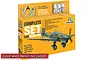 Italeri 1/72 scale Junker Ju-87B Stuka model kit complete set box, including paints, glue, and tools, displayed on a white background.