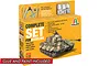 Italeri 1/72 scale King Tiger tank model kit complete starter set in yellow packaging with included paints, glue, and tools.