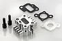 Rovan silver aluminium intake pipe kit including gaskets and bolts for RC engines.