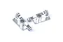 Two silver aluminium RC car rear wing mounts shown from a high angle against a plain white background.