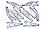A set of eight silver aluminium RC suspension arms from GPM Racing, arranged on a white background with a faint GPM logo watermark.
