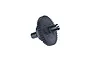 A black RC car centre differential gear assembly with a large spur gear and metal drive cups on a white background.