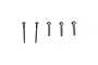 A set of five metal RC screws of varying lengths and thread types against a plain white background.