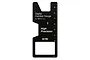 A black SkyRC digital camber gauge for 1/8 scale RC cars featuring a ruler along the side and a rectangular cutout.