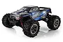 Xinlehong Spirit 1/16 scale RC monster truck with a black and blue body, large off-road tires, and red coil-over shocks on a white background.