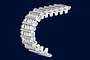 A 3D render of a section of German STARR tank caterpillar track links in light grey against a dark blue background.
