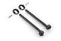 XRAY 6mm (+2mm) Front Eccentric Body Post Set including two black body posts, two eccentric mounts, and two metal pins.
