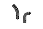 Two black anodized aluminium front shock braces for XRAY RC cars, shown from different angles against a white background.