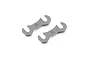 Two gunmetal grey aluminium rear roll-centre spacers for XRAY RC cars, each marked with the letter R.