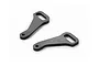Two black anodized aluminium rear inner ARS steering plates for XRAY RC cars, shown against a white background.