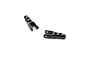 Two black anodized aluminium rear active shock mounts for XRAY RC cars, shown against a plain white background.