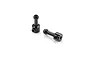 Two black metal anti-roll bar ball ends for RC cars, featuring a spherical head and a cylindrical base with a set screw hole.
