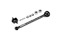 XRAY Hudy Spring Steel 52mm CVD driveshaft components including the shaft, axle, bearings, and clips on a white background.