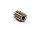 A bronze-coloured XRAY hard-coated aluminium 12-tooth pinion gear with the number 12 printed on the face, isolated on a white background.