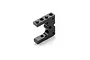 A black anodized aluminium V2 servo mount for XRAY RC cars, featuring a C-shaped design with multiple mounting holes and threaded points.