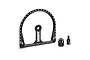 Hudy black aluminium professional 1/10 RC wheel arch marker tool with two small attachment components on a white background.