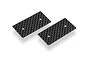 Two rectangular carbon fibre RC wing side plates with two mounting holes each, shown against a white background.